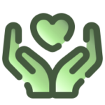 Cartoon graphic of hands holding love heart