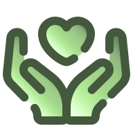 Cartoon graphic of hands holding love heart